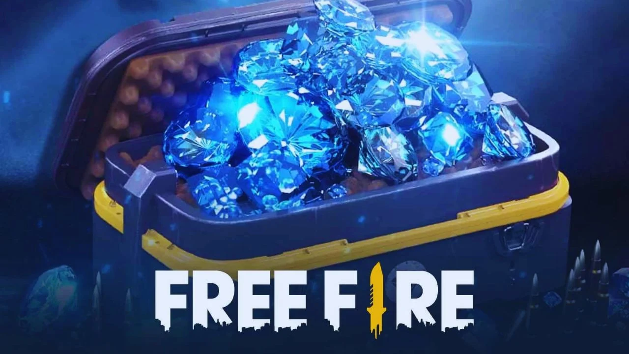 Free Fire diamonds artwork with the Free Fire logo
